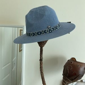 Denim NWT Fedora Hat with Aztec detail. $12 UVP  50+